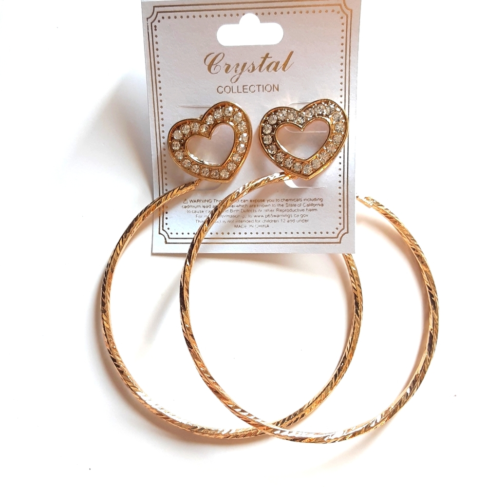 Crystal Collection Gold Hoop Earrings